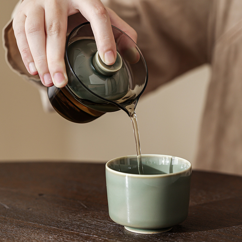Celadon Ceramic Cup - ชุดน้ำชาเซรามิกเซลาดอนแบบพกพาพร้อมกาน้ำชา สำหรับ 1 คน อุปกรณ์ตั้งแคมป์ ชุดชงชาสำหรับกิจกรรมกลางแจ้ง