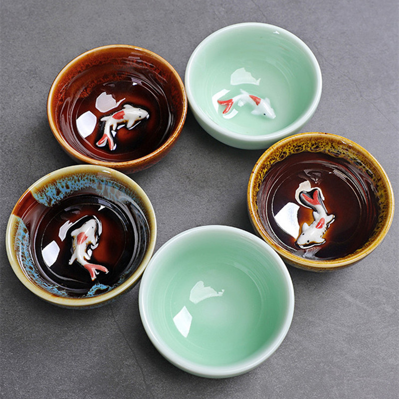 ถ้วยน้ำชาน่ารักลายปลาศิลาดลถ้ว - Celadon Ceramic Cup บทวิจารณ์และราคา
